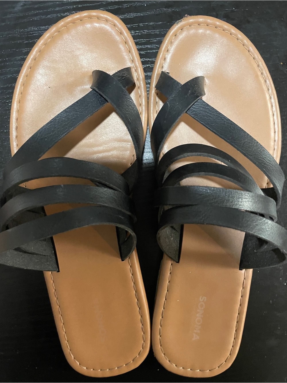 Black Strappy Slide Sandals - Comfortable Women's Shoe